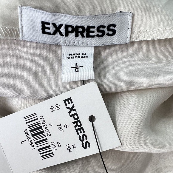 NWT Express Satin Slip Dress Large Cream Sleeveless Strappy Wedding - Picture 9 of 16